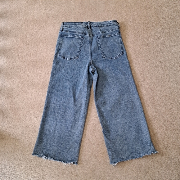 OAT New York Jeans Womens 30 Blue Wide Leg Crop High Rise Denim Raw Hem - Picture 7 of 9